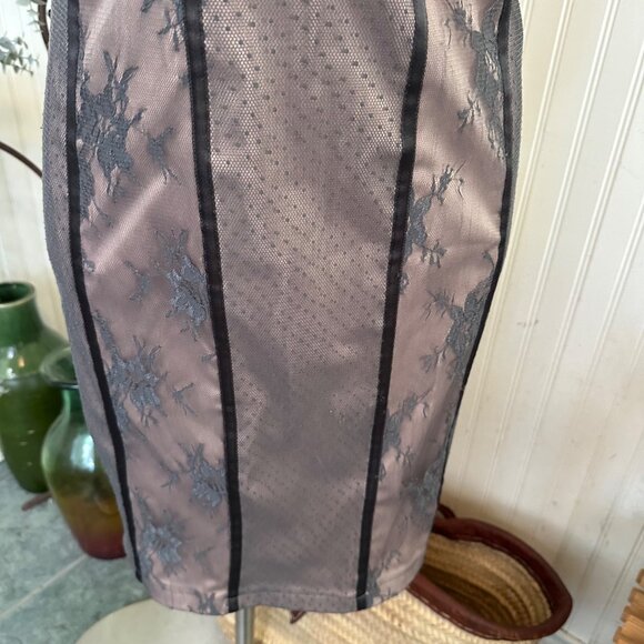 Rinascimento Made In Italy Lace & Sheer Slip Dress M Gray With Black Floral Acce - Picture 12 of 12